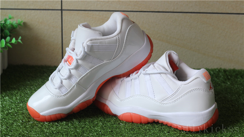 Authentic Air Jordan 11 Retro White Orange Red(GS)